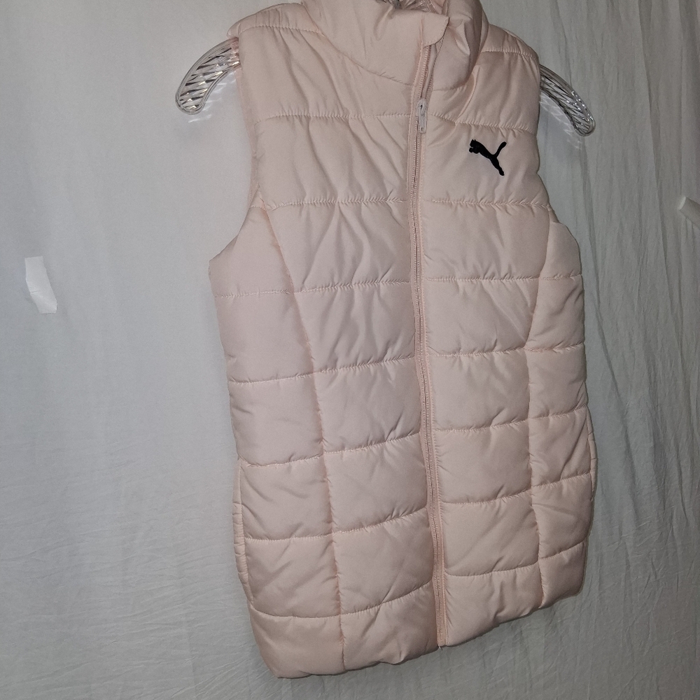 Puma Kids Light Pink Quilted Vest Size M.10/12 - Picture 9 of 16
